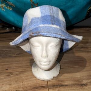 J Crew Bucket Blue and White Plaid Bucket Hat. Size S.